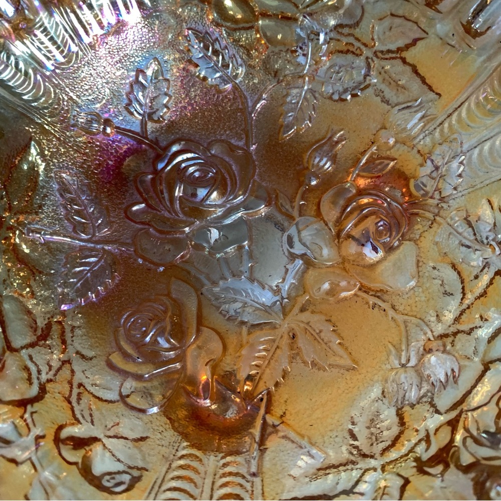 🚫SOLD•Ⓜ️🚫 Collectible Vintage Imperial Glass Bowl W/ Marigold Floral Motif - Picture 5 of 10